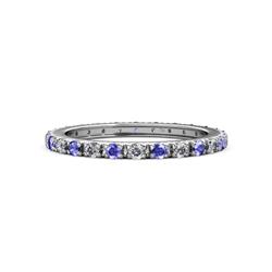 Gracie Round Tanzanite and Diamond Eternity Band Round Tanzanite and Diamond French Set Womens Eternity Ring Stackable ctw K White Gold