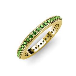 Caitlin Green Garnet Eternity Band Green Garnet Micro Pave Set Eternity Band with Milgrain Work ctw in K Yellow Gold
