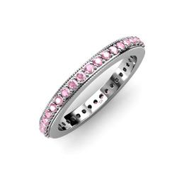 Caitlin Pink Tourmaline Eternity Band Pink Tourmaline Micro Pave Set Eternity Band with Milgrain Work ctw in K White Gold
