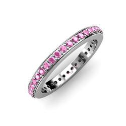Caitlin Pink Sapphire Eternity Band Pink Sapphire Micro Pave Set Eternity Band with Milgrain Work ctw in Platinum