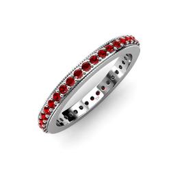 Caitlin Red Garnet Eternity Band Red Garnet Micro Pave Set Eternity Band with Milgrain Work ctw in Platinum