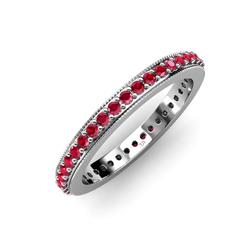 Caitlin Ruby Eternity Band Ruby Micro Pave Set Eternity Band with Milgrain Work ctw in Platinum