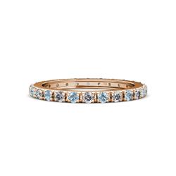 Gracie Round Aquamarine and Diamond Eternity Band Round Aquamarine and Diamond French Set Womens Eternity Ring Stackable ctw K Rose Gold