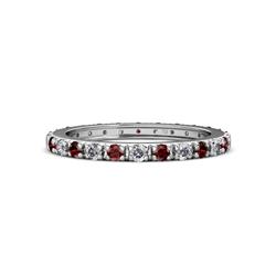 Gracie Round Red Garnet and Diamond Eternity Band Round Red Garnet and Diamond French Set Womens Eternity Ring Stackable ctw K White Gold