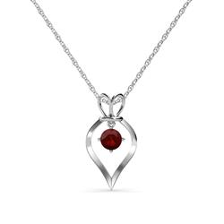 Sallie Red Garnet Heart Pendant Red Garnet Royal Heart Pendant Necklace ct K White GoldIncluded Inches K White Gold Chain