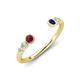 4 - Makena Rhodolite Garnet and Blue Sapphire Open Wedding Band 