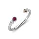 4 - Makena Rhodolite Garnet and Smoky Quartz Open Wedding Band 