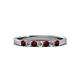 2 - Fiala 2.40 mm Red Garnet and Diamond 7 Stone Wedding Band 