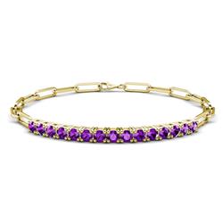 Lily ctw Amethyst Paperclip Links Tennis Bracelet ctw Amethyst Women Paperclip Links Tennis Bracelet in K Yellow Gold