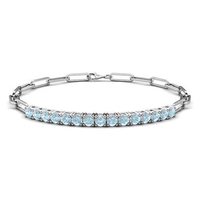 Lily ctw Aquamarine Paperclip Links Tennis Bracelet