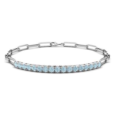 Lily ctw Aquamarine Paperclip Links Tennis Bracelet