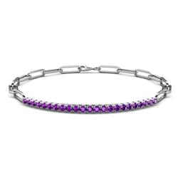 Lily ctw Amethyst Paperclip Links Tennis Bracelet ctw Amethyst Women Paperclip Links Tennis Bracelet in K White Gold