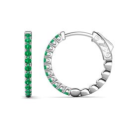 Anna ctw Emerald Hoop Earrings ctw Emerald Hoop Earrings prong setting in K White Gold