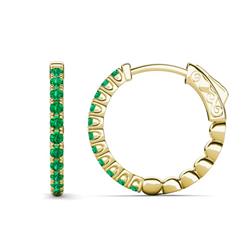 Anna ctw Emerald Hoop Earrings ctw Emerald Hoop Earrings prong setting in K Yellow Gold
