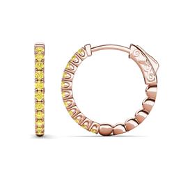 Anna ctw Yellow Sapphire Hoop Earrings ctw Yellow Sapphire Hoop Earrings prong setting in K Rose Gold