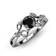 4 - Trissie Black Diamond Floral Solitaire Engagement Ring 