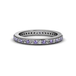 Caitlin Iolite and Diamond Eternity Band Iolite and Diamond Milgrain Womens Eternity Ring Stackable ctw K White Gold