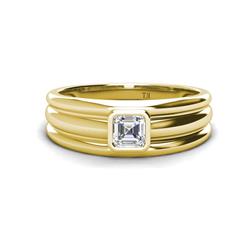 Zion Asscher Cut Moissanite Solitaire Men Wedding Band Asscher Cut Moissanite ct High Polished Solitaire Men Wedding Band in K Yellow Gold
