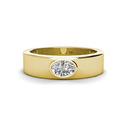 Jason x Oval Shape Moissanite Wedding Ring Oval Shape x Moissanite ct Solitaire Unisex Wedding Ring K Yellow Gold
