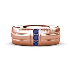 LeBron Round Iolite with Brushed and Polished Finish Three Stone Mens Wedding Band Round Iolite ctw with Brushed and Polished Finish set in a Channel setting Three Stone Mens Wedding Band K Rose Gold