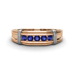 Kevin ctw Iolite Men Wedding Band ctw Round Iolite using Channel setting Men Wedding Band in K Rose Gold