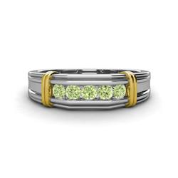 Kevin ctw Peridot Men Wedding Band ctw Round Peridot using Channel setting Men Wedding Band in K White Gold
