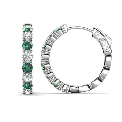 Anna ctw Created Alexandrite and Natural Diamonds Hoop Earrings