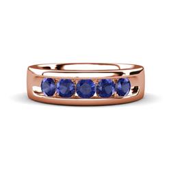 Irvin ctw Iolite stone Comfort Fit Men Wedding Band ctw Round Iolite using Channel setting Men Wedding Band in K Rose Gold