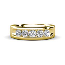 Irvin ctw Moissanite stone Comfort Fit Men Wedding Band ctw Round Moissanite using Channel setting Men Wedding Band in K Yellow Gold