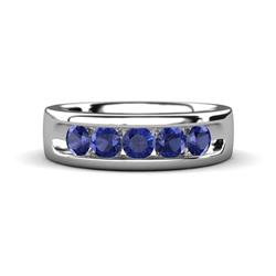 Irvin ctw Iolite stone Comfort Fit Men Wedding Band ctw Round Iolite using Channel setting Men Wedding Band in Sterling Silver