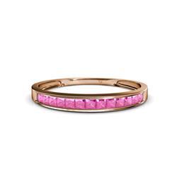 Aqilia Princess Cut Pink Sapphire Stone Wedding Band Princess Cut Pink Sapphire ctw Stone Channel Set Womens Wedding Band Stackable K Rose Gold