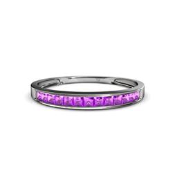 Aqilia Princess Cut Amethyst Stone Wedding Band Princess Cut Amethyst ctw Stone Channel Set Womens Wedding Band Stackable K White Gold
