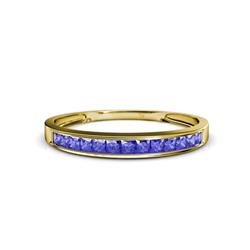 Aqilia Princess Cut Tanzanite Stone Wedding Band Princess Cut Tanzanite ctw Stone Channel Set Womens Wedding Band Stackable K Yellow Gold