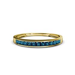 Aqilia Princess Cut Blue Diamond Stone Wedding Band Princess Cut Blue Diamond ctw Stone Channel Set Womens Wedding Band Stackable K Yellow Gold