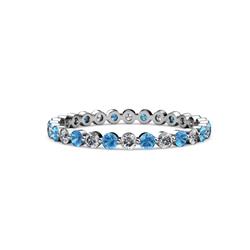 Valerie Blue Topaz and Diamond Eternity Band Floating Blue Topaz and Diamond Womens Eternity Ring Stackable ctw K White Gold