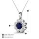4 - Urania 1.75 ctw Blue Sapphire (6.00 mm) and Accented Lab Grown Diamond Halo Floral Pendant 