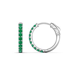 Akira ctw Emerald Huggie Earrings ctw Emerald Huggie Earrings prong setting in K White Gold