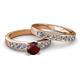 2 - Enya 2.33 ctw Classic Red Garnet (6.50 mm) Accented Lab Grown Diamonds Bridal Set Ring  