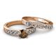 2 - Enya 2.28 ctw Classic Smoky Quartz (6.50 mm) Accented Lab Grown Diamonds Bridal Set Ring  