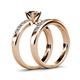 4 - Enya 2.28 ctw Classic Smoky Quartz (6.50 mm) Accented Lab Grown Diamonds Bridal Set Ring  