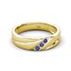 3 - Amani (2.00 mm) Round Iolite Angled Brushed and Polished Finish Men Three Stone Wedding Band 