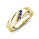 4 - Amani (2.00 mm) Round Iolite Angled Brushed and Polished Finish Men Three Stone Wedding Band 