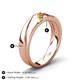 5 - Amani (2.00 mm) Round Citrine Angled Brushed and Polished Finish Men Three Stone Wedding Band 