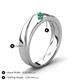 5 - Amani (2.00 mm) Round Emerald Angled Brushed and Polished Finish Men Three Stone Wedding Band 