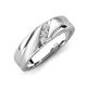 5 - Amani (2.00 mm) Round Natural Diamond Angled Brushed and Polished Finish Men Three Stone Wedding Band 