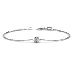 Alys Round Natural Diamond Solitaire Station Minimalist Bracelet Round Natural Diamond ct Solitaire Station Minimalist Bracelet K White Gold