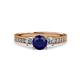 3 - Dzeni Blue Sapphire and Lab Grown Diamond Three Stone with Side Lab Grown Diamond Ring  