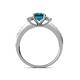 4 - Dzeni Blue and White Diamond Three Stone with Side Diamond Ring  