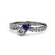 4 - Nicia Blue Sapphire and Diamond with Side Diamonds Bypass Ring 