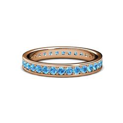 Livia Blue Topaz Eternity Band Blue Topaz Channel with Prong Set Womens Eternity Ring Stackable ctw K Rose Gold